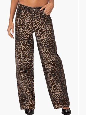 Edikted Leopard Print Jeans size small